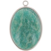 Colgante oval para cabujón fondo plano 25x18 mm - Acero inoxidable 304 x1