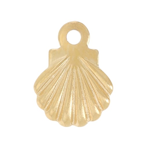 Mini dijes con forma de concha de 7,5 x 6 mm - Acero inoxidable 304 Dorado x 10
