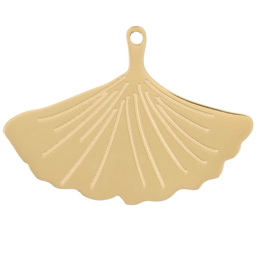 Charm Hoja de Ginkgo 16x22 mm - Acero Inoxidable Oro 316L x1