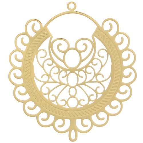 Colgante efecto filigrana 41 mm - motivo oriental - Acero inoxidable 316L Dorado x1