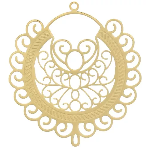 Colgante efecto filigrana 41 mm - motivo oriental - Acero inoxidable 316L Dorado x1