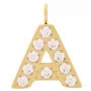 Dije letra alfabeto 13 mm &óxidos de circonio - A - Acero inoxidable 316L Doradox1