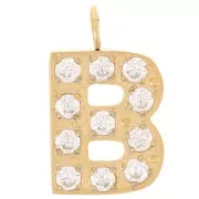 Dije letra alfabeto 13 mm &óxidos de circonio - B - Acero inoxidable 316L Doradox1