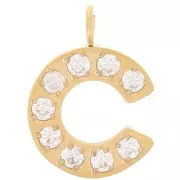 Dije letra alfabeto 13 mm &óxidos de circonio - C - Acero inoxidable 316L Doradox1