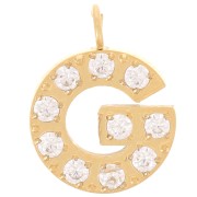 Dije letra alfabeto 13 mm &óxidos de circonio - G - Acero inoxidable 316L Dorado x1