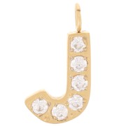 Dije letra alfabeto 13 mm &óxidos de circonio - J - Acero inoxidable 316L Doradox1