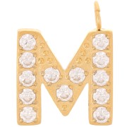 Dije letra alfabeto 13 mm &óxidos de circonio - M - Acero inoxidable 316L Doradox1|raw }}