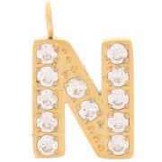 Dije letra alfabeto 13 mm &óxidos de circonio - N - Acero inoxidable 316L Doradox1|raw }}