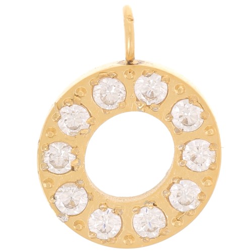 Dije letra alfabeto 13 mm &óxidos de circonio - O - Acero inoxidable 316L Doradox1