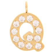 Dije letra alfabeto 13 mm &óxidos de circonio - Q - Acero inoxidable 316L Doradox1|raw }}