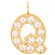 Dije letra alfabeto 13 mm &óxidos de circonio - Q - Acero inoxidable 316L Doradox1