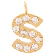 Dije letra alfabeto 13 mm &óxidos de circonio - S - Acero inoxidable 316L Doradox1|raw }}