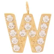 Dije letra alfabeto 13 mm &óxidos de circonio - W - Acero inoxidable 316L Doradox1