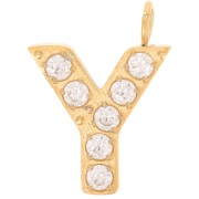 Dije letra alfabeto 13 mm &óxidos de circonio - Y - Acero inoxidable 316L Doradox1|raw }}