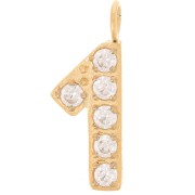 Dije cifra de óxido de circonio - 1 - Acero inoxidable 316L Dorado x1|raw }}