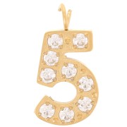 Dije cifra de óxido de circonio - 5 - Acero inoxidable 316L Dorado x1|raw }}