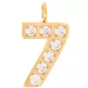 Dije cifra de óxido de circonio - 7 - Acero inoxidable 316L Dorado x1