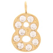 Dije cifra de óxido de circonio - 8 - Acero inoxidable 316L Dorado x1|raw }}