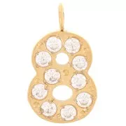 Dije cifra de óxido de circonio - 8 - Acero inoxidable 316L Dorado x1