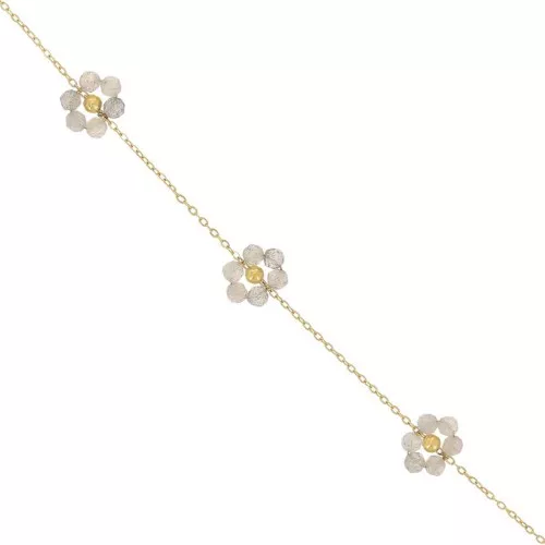 Cadena de Forçat y Flor - Acero Inoxidable Dorado304L - Labradorita x50cm