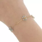 Cadena de Forçat y Flor - Acero Inoxidable Dorado304L - Labradorita x50cm