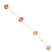 Cadena de forçat y gema flor - Acero inoxidable Dorado 304L - Cornalina x50cm|raw }}