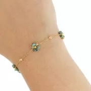 Cadena Flor Forçat & Piedra Preciosa - Acero Inoxidable Dorado304L - Turquesa Africana x50cm