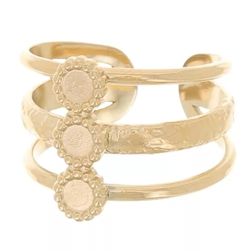 Anillo ajustable de 3 filas T.51 a T.57 para cabujones de 3 mm - Acero inoxidable 304L Doradox1