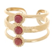 Anillo ajustable de 3 filas T.51 a T.57 para cabujones de 3 mm - Acero inoxidable 304L Doradox1