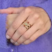 Anillo ajustable de 3 filas T.51 a T.57 para cabujones de 3 mm - Acero inoxidable 304L Doradox1