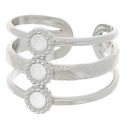 Anillo ajustable de 3 filas T.51 a T.57 para cabujones de 3 mm - Acero inoxidable 304L x1|raw }}