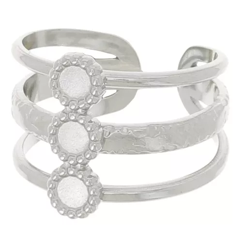 Anillo ajustable de 3 filas T.51 a T.57 para cabujones de 3 mm - Acero inoxidable 304L x1