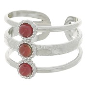 Anillo ajustable de 3 filas T.51 a T.57 para cabujones de 3 mm - Acero inoxidable 304L x1