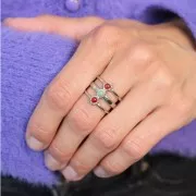 Anillo ajustable de 3 filas T.51 a T.57 para cabujones de 3 mm - Acero inoxidable 304L x1