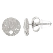 Pendientes redondos martillados de 8mm con agujero - Acero inoxidable 316L x2|raw }}