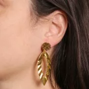 Pendientes redondos 12 mm - diseño flor - Acero inoxidable 316L x2
