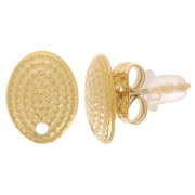 Pendientes ovalados con textura 10x7.5 mm - Acero inoxidable 304L Dorado x2|raw }}