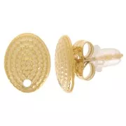 Pendientes ovalados con textura 10x7.5 mm - Acero inoxidable 304L Dorado x2