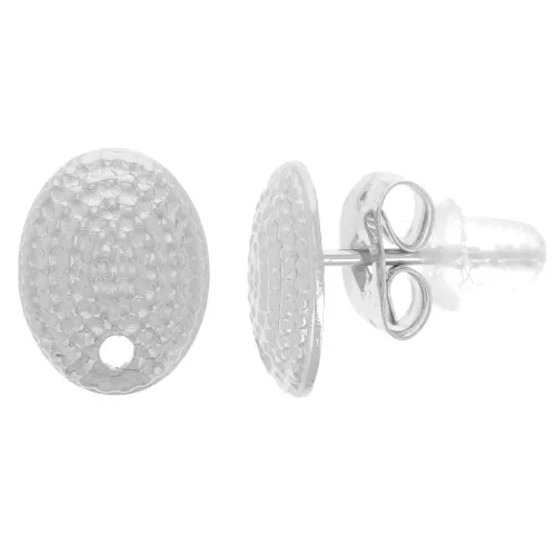 Pendientes ovalados con textura 10x7.5 mm - Acero inoxidable 304L x2