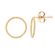 Pendientes circulares huecos efecto diamante de 10 mm - Acero inoxidable chapado en oro 304L x2|raw }}