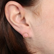 10mm círculo hueco efecto diamante pendientes 304L acero inoxidable oro x2