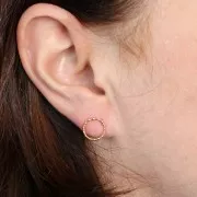 10mm círculo hueco efecto diamante pendientes 304L acero inoxidable oro x2