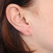 Pendientes circulares efecto diamante 12 mm - Acero inoxidable 304L Dorado x2