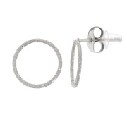 Pendientes circulares huecos efecto diamante de 10 mm - Acero inoxidable 304L x2