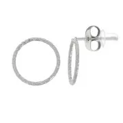 Pendientes circulares huecos efecto diamante de 10 mm - Acero inoxidable 304L x2