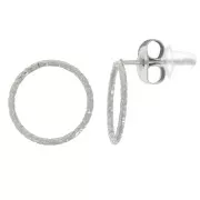Pendientes circulares efecto diamante 12 mm - Acero inoxidable 304L x2