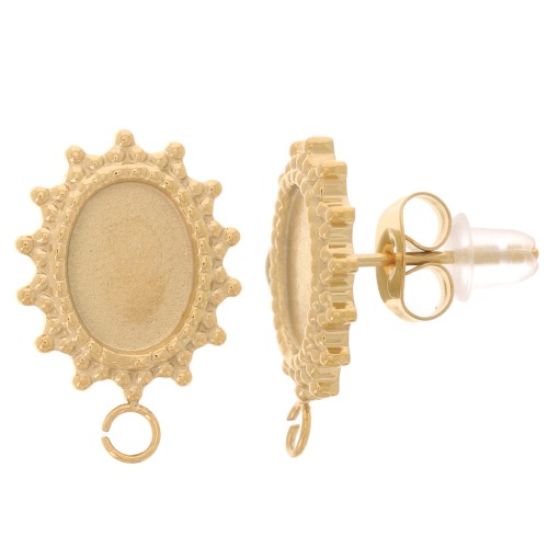 Pendientes ovalados 16x11 mm para cabujón 8x6 mm - Acero inoxidable 316L Doradox2