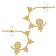 Aros étnicos abiertos 19 mm para cabujón de 4 mm - Acero inoxidable 316L Dorado x2