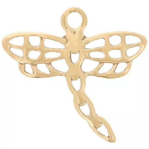 Dije Libélula 14x15 mm - Acero Inoxidable 304L Dorado x1