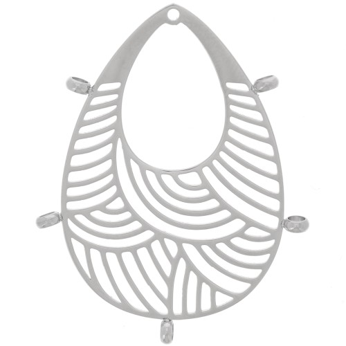 Colgantes gota calada 32x25 mm - 5 anillos cerrados - Acero inoxidable 316L x2